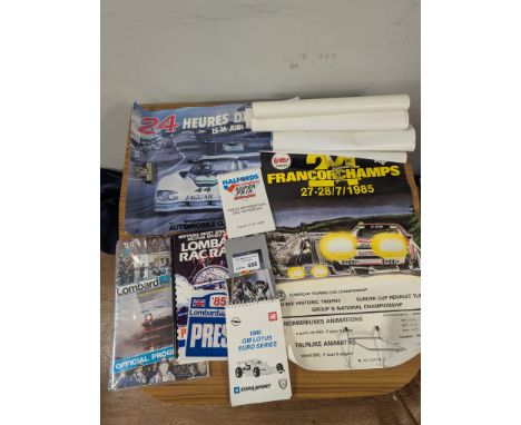 Sports Memorabilia: Motor Sport collection including Le Mans 24 hour race posters, plus Lonbard rally race ephemera, etc.