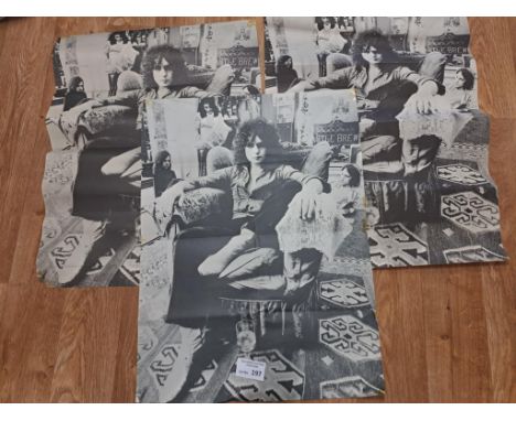 Records; Music Memorabilia: T Rex original posters from Electric Warrior album HIFLY6, x3; all folded, 1x in Excellent condit