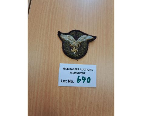 Collectables; Militaria: German Luftwaffe bullion cloth Combined Pilot / Observers qualification badge, militaria, removed fr
