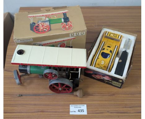 Diecast: Boxed Mamod steam engine, plus radio controlled racer Porsche.