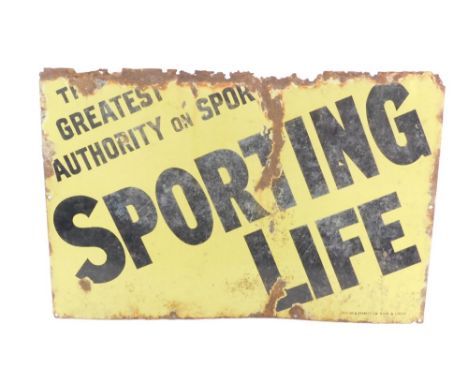 A Sporting Life enamel advertising sign, The Greatest Authority on Sport, 50.5cm x 76cm.