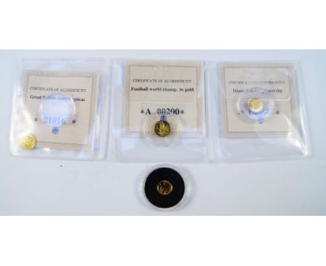 Four gold coronation portrait commemorative coins, the smallest gold coins of the world collection, with certificate, 4g.