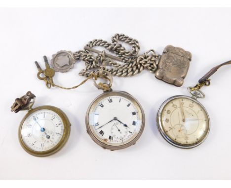 A George V silver gentleman's pocket watch, open faced key wind, enamel dial bearing Roman numerals, subsidiary dial, London 