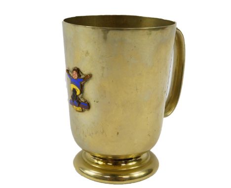 A silver plated Butlins tankard, with an enamel badge, Butlins Camp Skegness 1939.