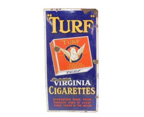 A Turf Virginia cigarettes enamel advertising sign, 91cm x 46cm.