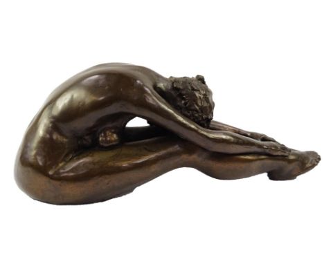 B Kerek. Rosemary, the seated nude woman stretching, bronze plaster, limited edition, signed, 38cm long.