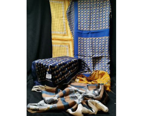 Four Celine silk scarf fabric pieces 