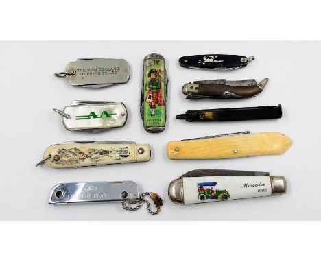 10 Vintage Commemorative Penknives including Mercedes, Ford, Federal Steam Navigation Co. Etc 