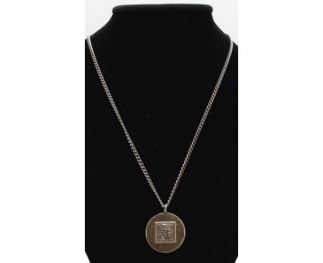 Vintage Silver Fully Hallmarked London 1977 Ford 25 Year Service  Medallion on 46cm Silver Chain Gross weight 14 grams 