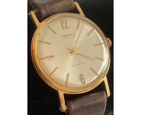 Vintage 1950/60?s Gentlemans Ingersoll wristwatch, manual winding in full working order,Having red tipped second hand and fir