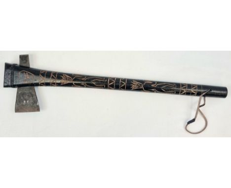 Vintage Wood and Iron Tribal Axe 56cm length Hand Crafted and Detailed 