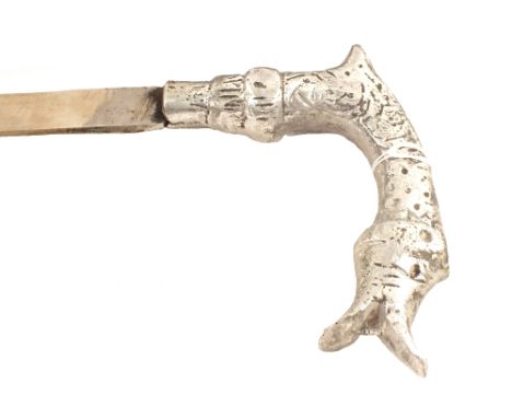 An Anglo Indian swordstick with stylised metal handle