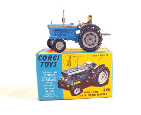 A boxed Corgi Toys 67 Ford 5000 Super Major tractor