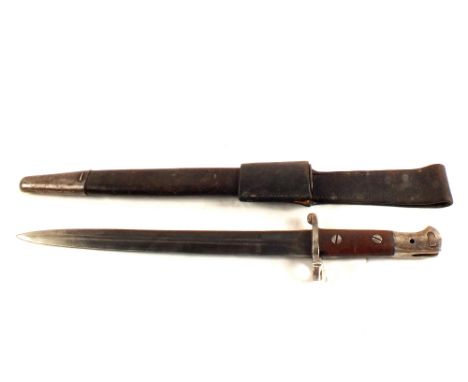 A 1903 British bayonet with scabbard and attached frog