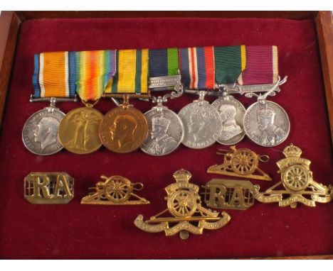 Medal group of seven, group mounted for wearing 366251/1414227 Sgt A.A.G.Chalmers RA consisting of BWM and Victory medals, Te