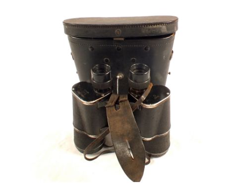 German pair of WWII 7x50 Dienstglas Army binoculars in their original case