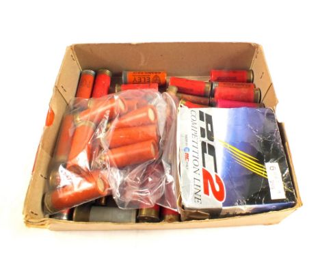 Various shotgun cartridges including 10 x 12 bore blanks with a cartridge belt and cleaning kit, this item can only be purcha