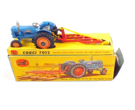 A boxed Corgi Toys gift set No.18 Fordson Power Major tractor and four furrow plough (end flap missing)