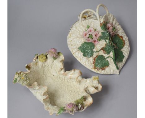 A Wall Hanging Glazed Ceramic Pocket Decorate in Relief Together with a Bowl, both with losses and Condition issues etc 