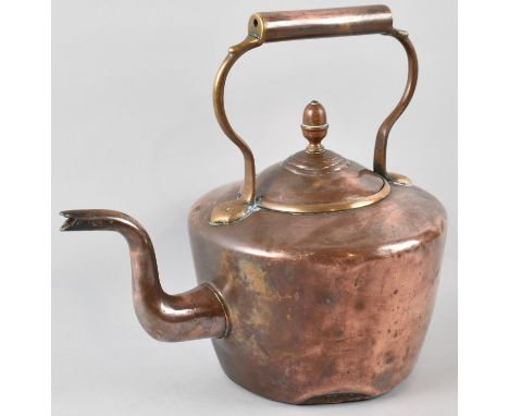 A Vintage Copper Kettle with Acorn Finial, 28cm high 