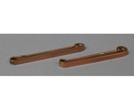 Two 9ct Gold Tie Pins or Bar Brooches, Each 4cm Long 