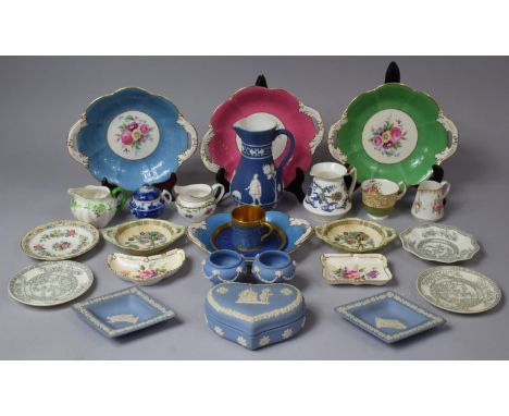 A Collection of various Ceramics to include, five pieces of Wedgwood Jasperware, Four Coalport Two Handled Dishes,Royal Crown