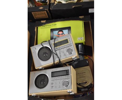 Two Alarm Clock Radios, Digital Picture Frame, CD Player etc 