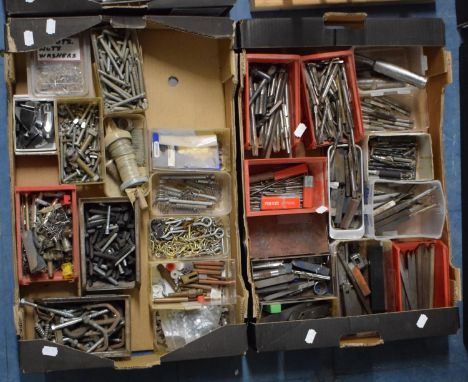 Two Boxes Containing Various Workshop Tools and Fixings 