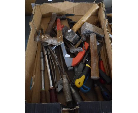 A Collection of Workshop Hand Tools to Include Mallets, Screwdrivers, Rasps etc 