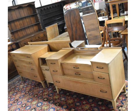 A Mid 20th Century Lebus Link, Five Piece Bedroom Suite Comprising Four Drawer Chest, Dressing Chest, Bedside Cabinet, Wardro