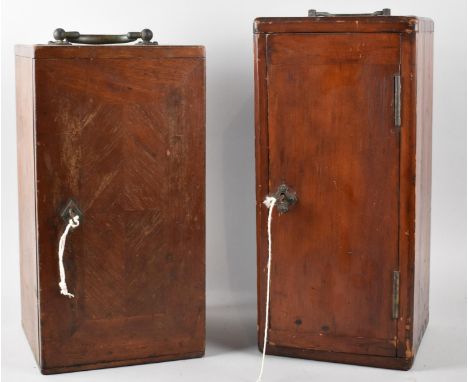 Two Scientific Instrument Boxes, One for Microscope and One for Microscope Lamp, 36cm high 