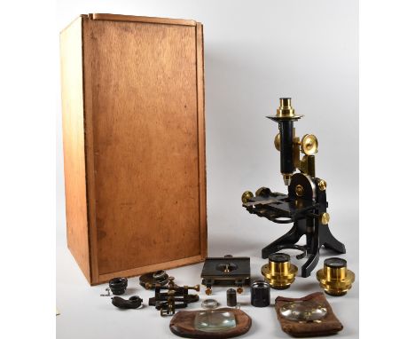 A Large Cased Brass Mounted Microscope by J Swift &amp; Son 
