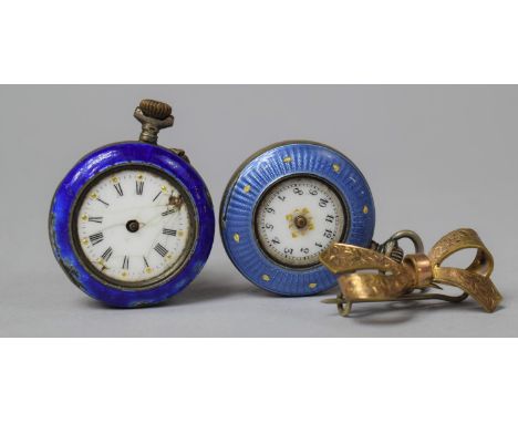 Two Silver and Enamel Fob Watches Both in Need of Attention 
