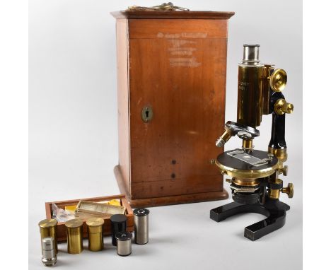 A Late 19th/Early 20th Century Cased Microscope by A C Reichert, no.41899 with Various Accessories, Lenses Etc 