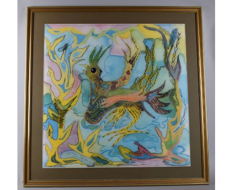 A Large Modern Art Print of a Bird, 53cm Square 