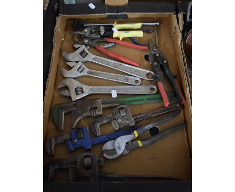 A Collection of Various Workshop Tools to Include Spanners, Stilsons etc 
