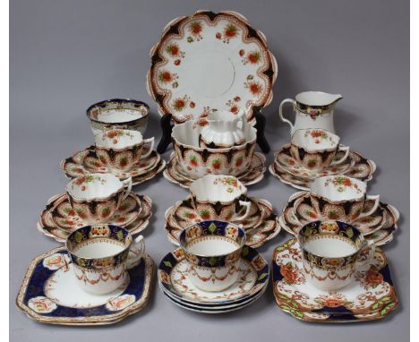 A Collection of Various Edwardian pattern Teawares to comprise Set of Shaped Examples Slop Bowl, Cake Plate, Five Cups, Jug, 