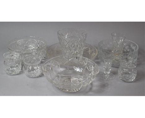 A Collection of Various Cut Glass Bowls, Lidded Pots, Vases, Candle Stick Etc 