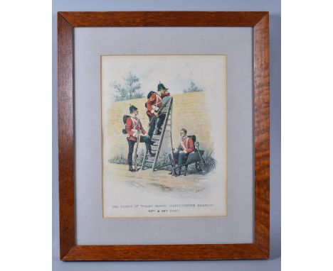 A Framed Military Print, The Prince of Wales' North Staffordshire Regiment, 27x21cm 