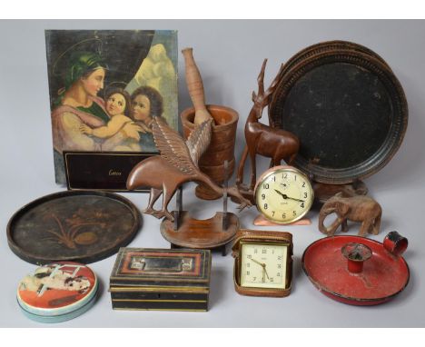 A Collection of Vintage Series to Include Tree and Animals and Pestle and Mortar, Metal Bedchamber Stick and Two Plates, Reli