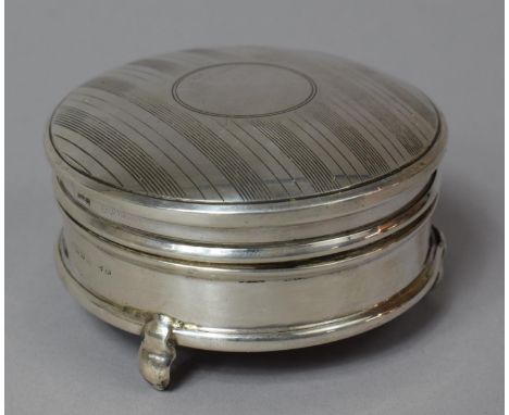 A Silver Trinket Box of Circular Form with Engine Turned Decoration, London 1924 