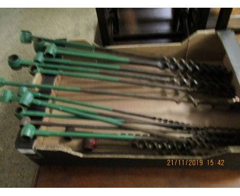 BOX CONTAINING MIXED VINTAGE HEAVY DUTY DRILL BITS