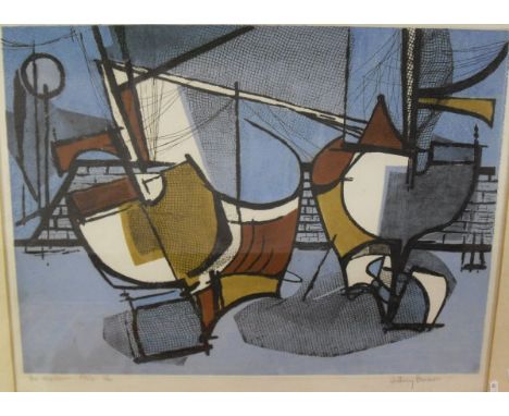 AFTER ANTHONY HARRISON (b. 1931) "The harbour", colour print, signed in pencil to the margin bottom right, titled, dated 1956