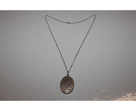 London SAO 1969 large Sterling silver locket and chain with enamel detail, approx. 25gms 