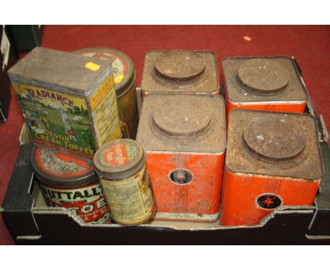 A collection of assorted lithograph printed and other tins, to include Daintee English Candies, Radiance Devon Cream Toffee, 