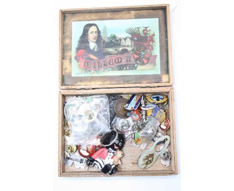 A small collection of miscellaneous items to include enamel lapel badges for Butlins dated 1956/57, various other enamel lape