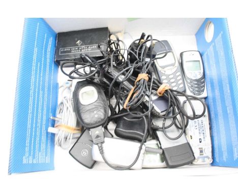 A collection of vintage Nokia mobile phones, together with an IMC Mammoet model jacking system 