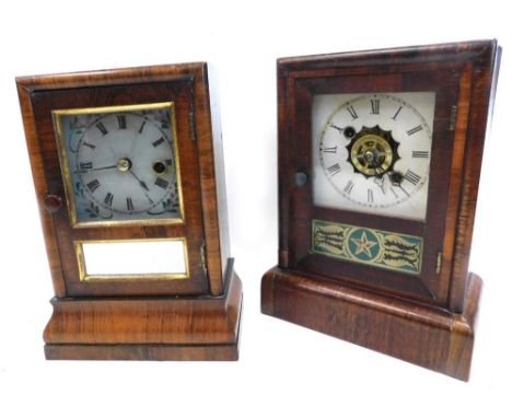 A late 19thC American mantel clock, by Bruster and Co of Bristol, Connecticut, in a rosewood case, associated printed dial, 2
