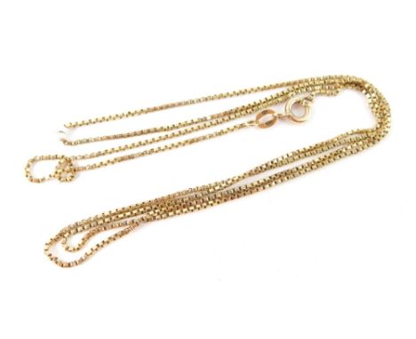 A curb link neck chain, with clasp stamped 9kt, the links stamped 750, 64cm long. 5.8g all in. 