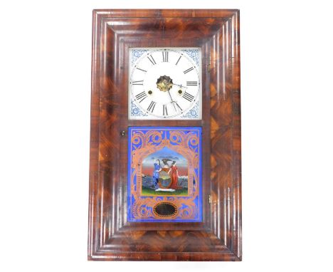 A late 19thC American wall clock, by Jerome &amp; Co New Haven Connecticut, in an ogee shaped case, with thirty hour movement